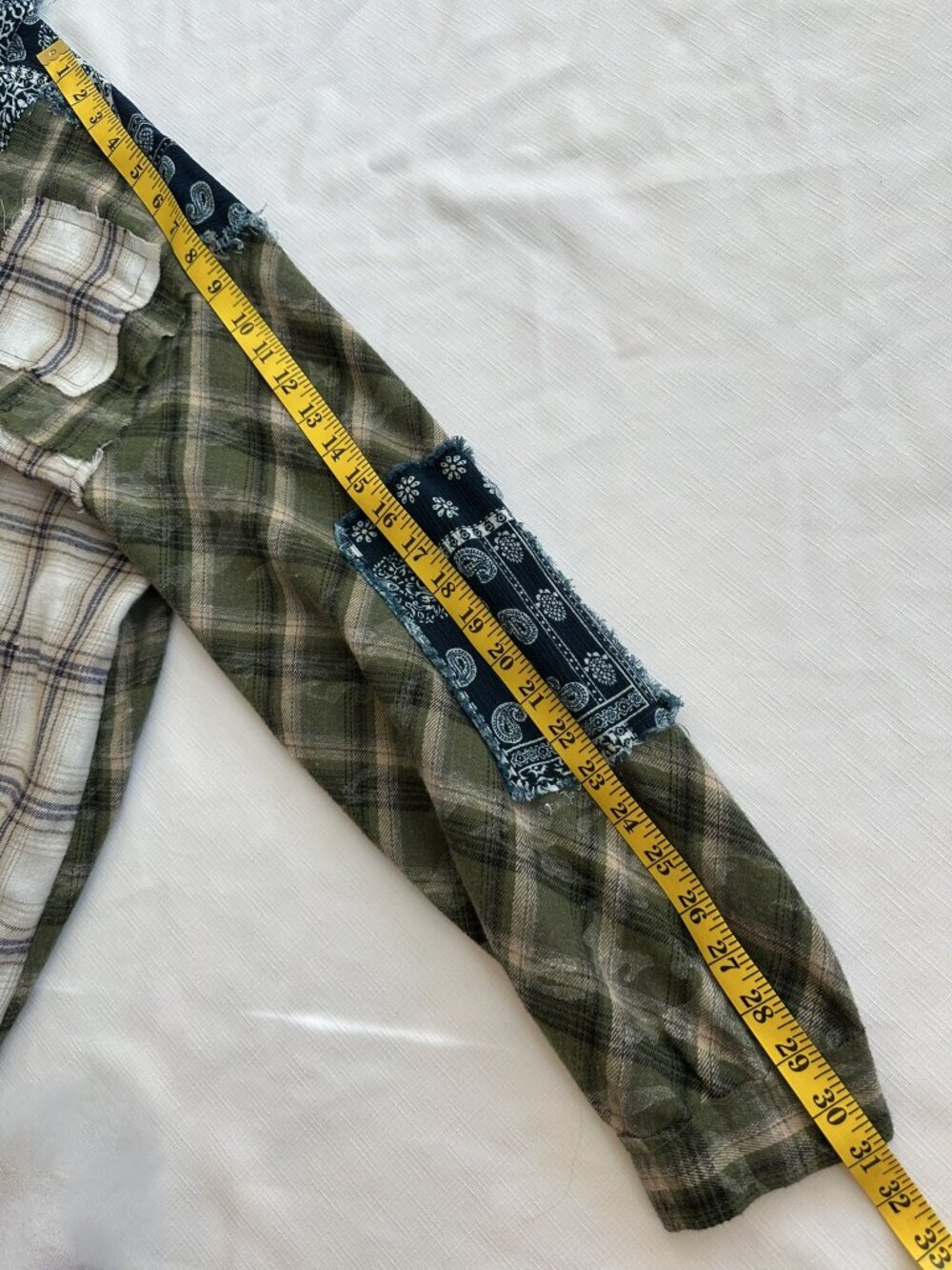 Deconstructed Distressed Patchwork Plaid Sz Small Button Up Shacket Shirt by POL - Picture 11 of 14